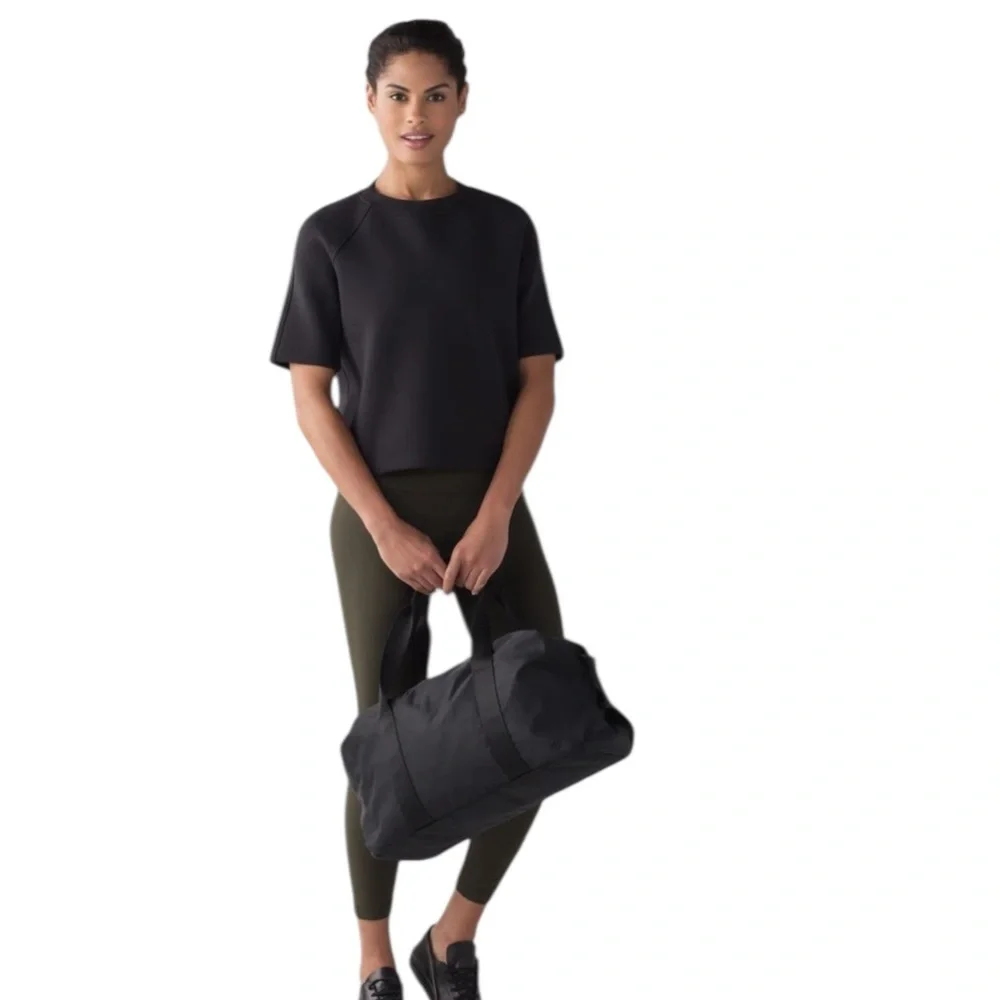 Lululemon NTS Cropped Short Sleeve Sweatshirt Black  Size 10 - Picture 10 of 10